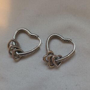 Twisted Silver Heart Earrings